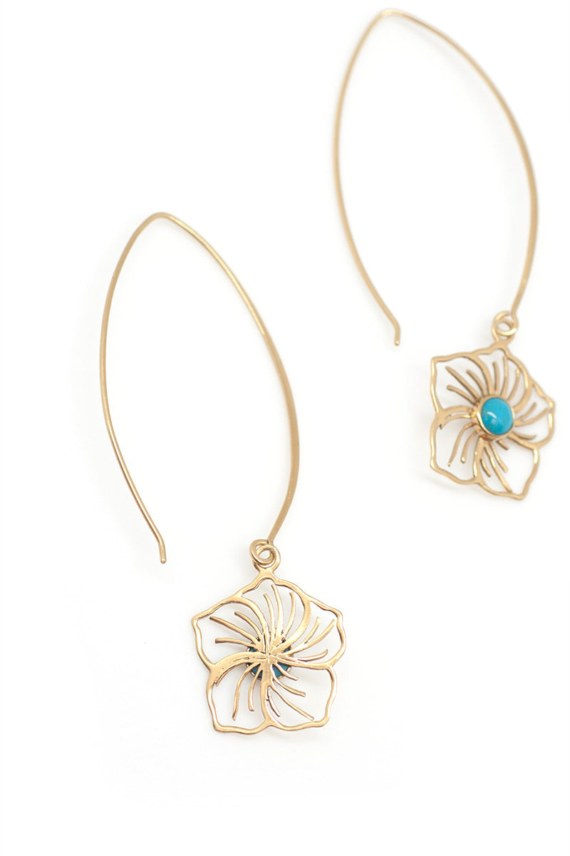 Flower Power Earrings - Turquoise - Tulle and Batiste
