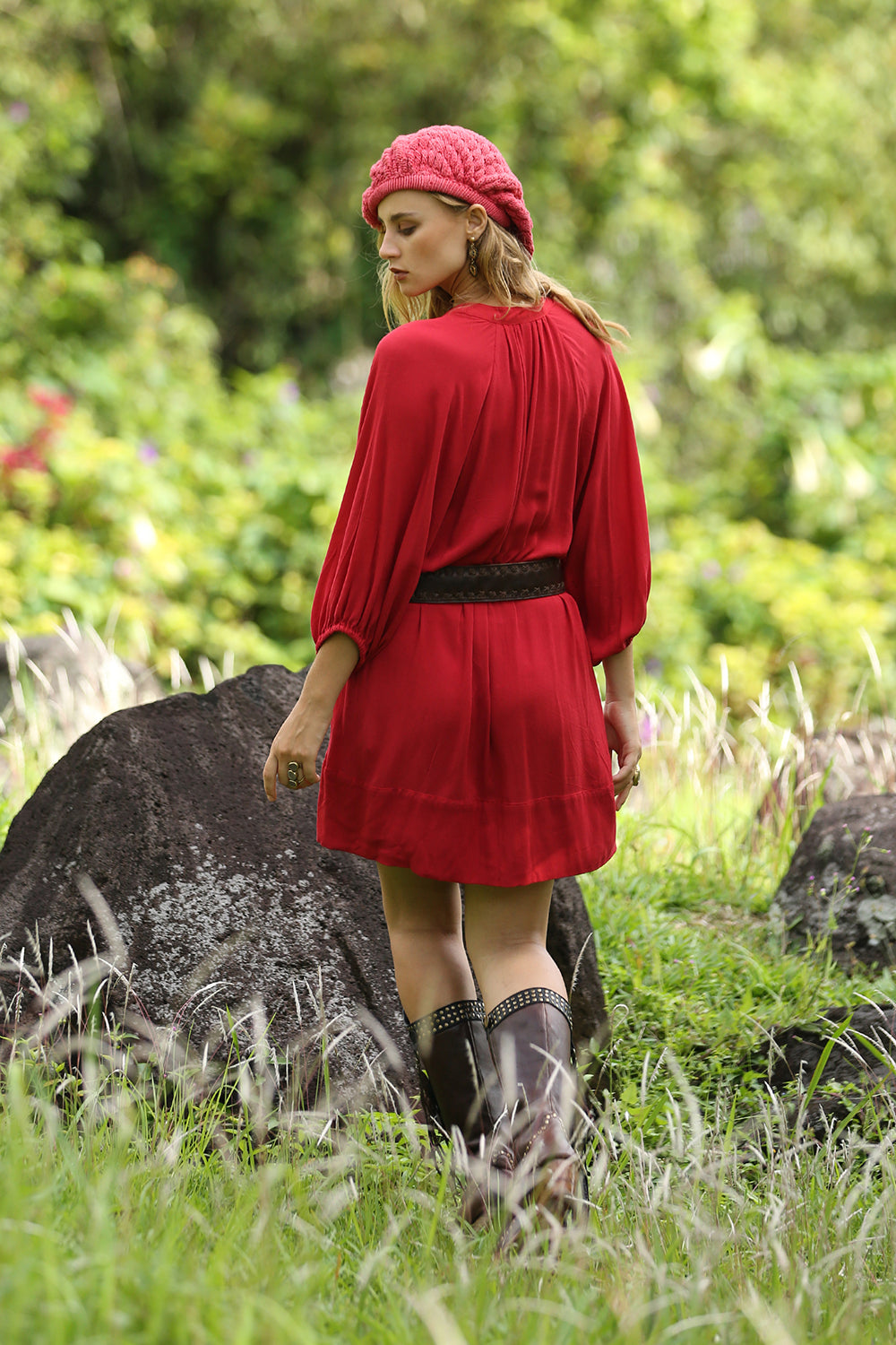 Gazelle Shirt Dress - Plain Scarlet Sage - Tulle and Batiste