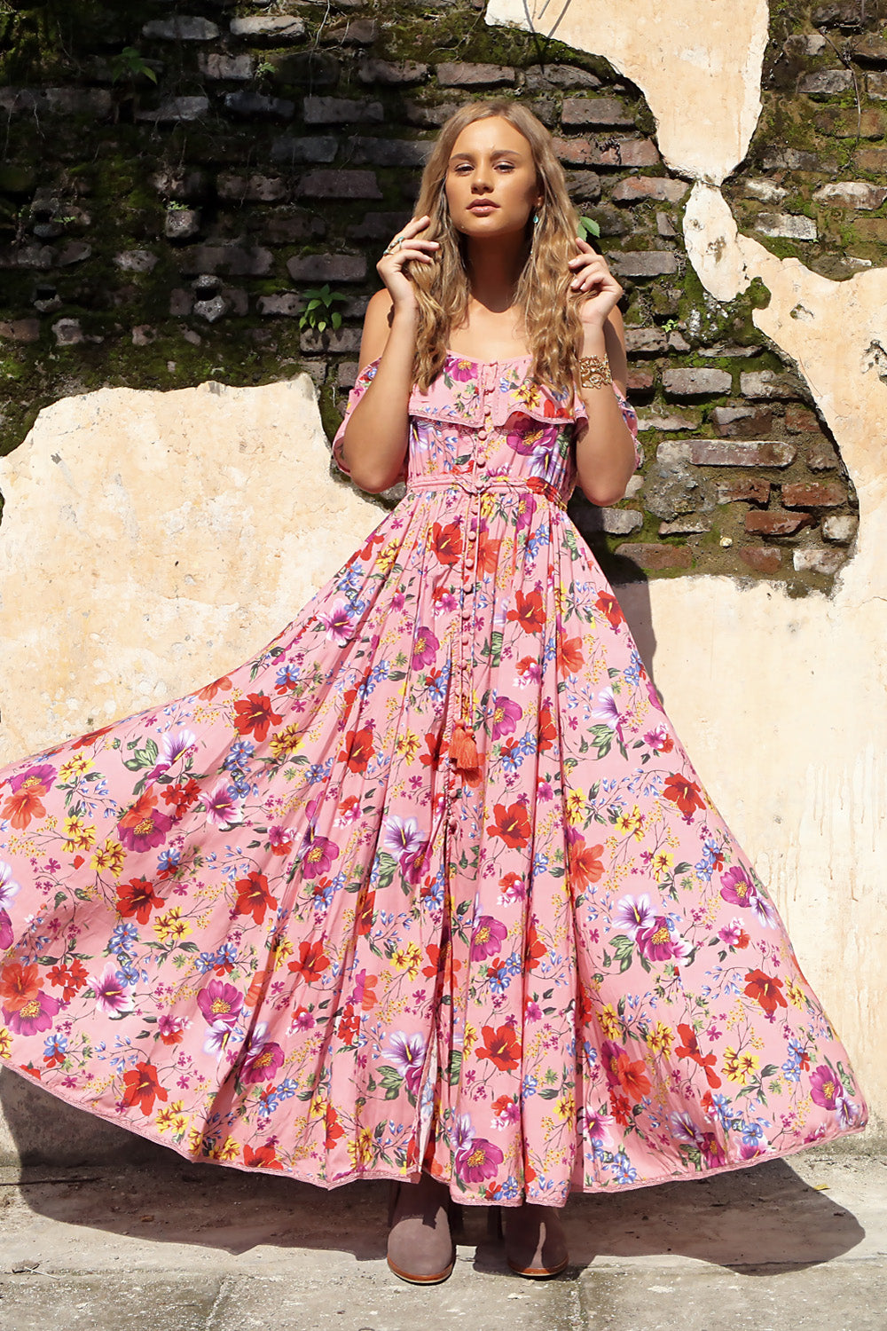 Harmonia Maxi Dress - Pink Blossom - Tulle and Batiste