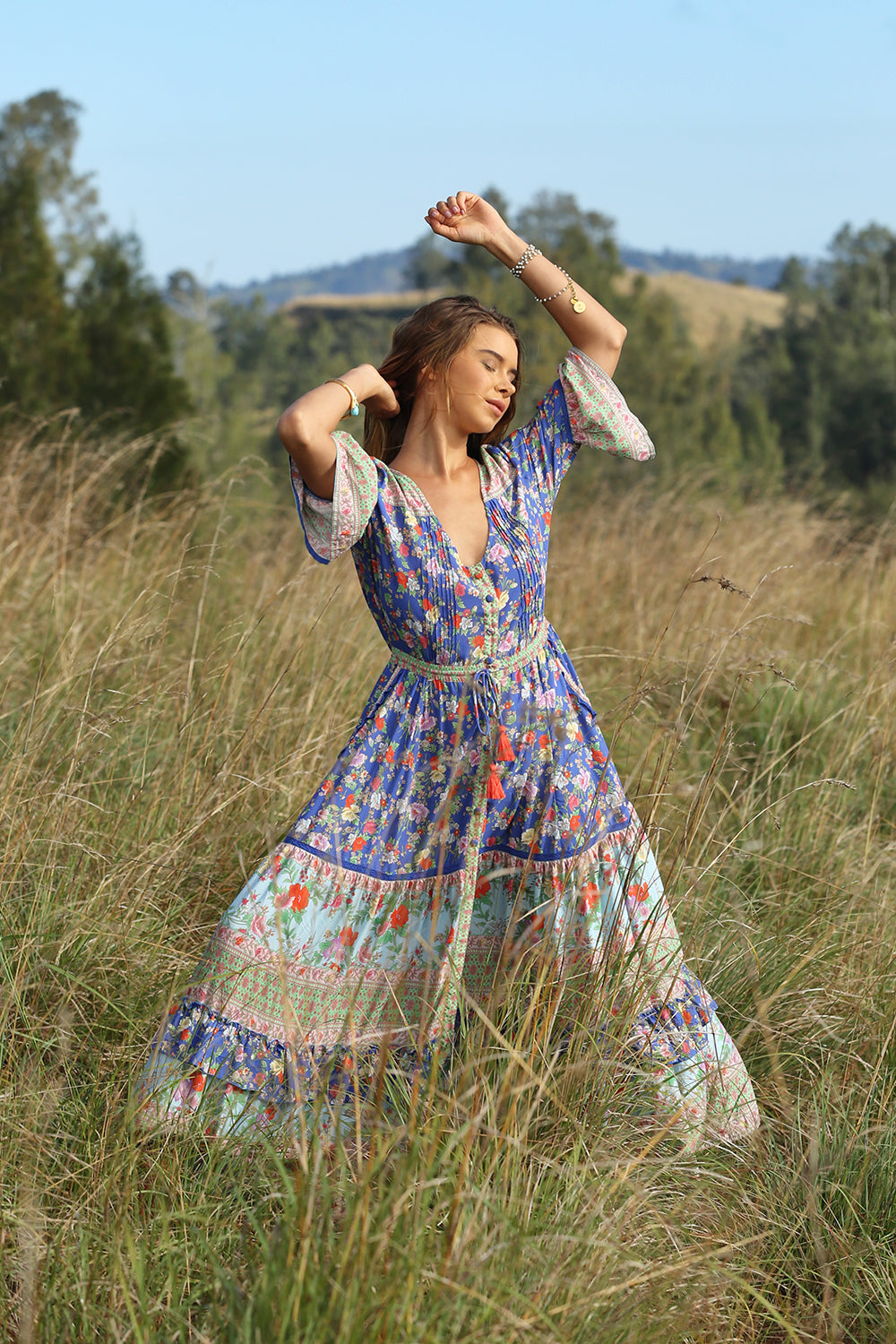 Havillah Maxi Dress - Lapis Lazuli - Tulle and Batiste