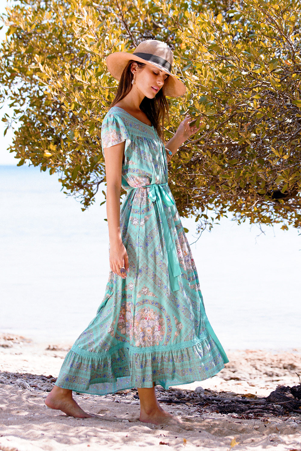 Isabella Maxi Dress - Turquoise - Tulle and Batiste