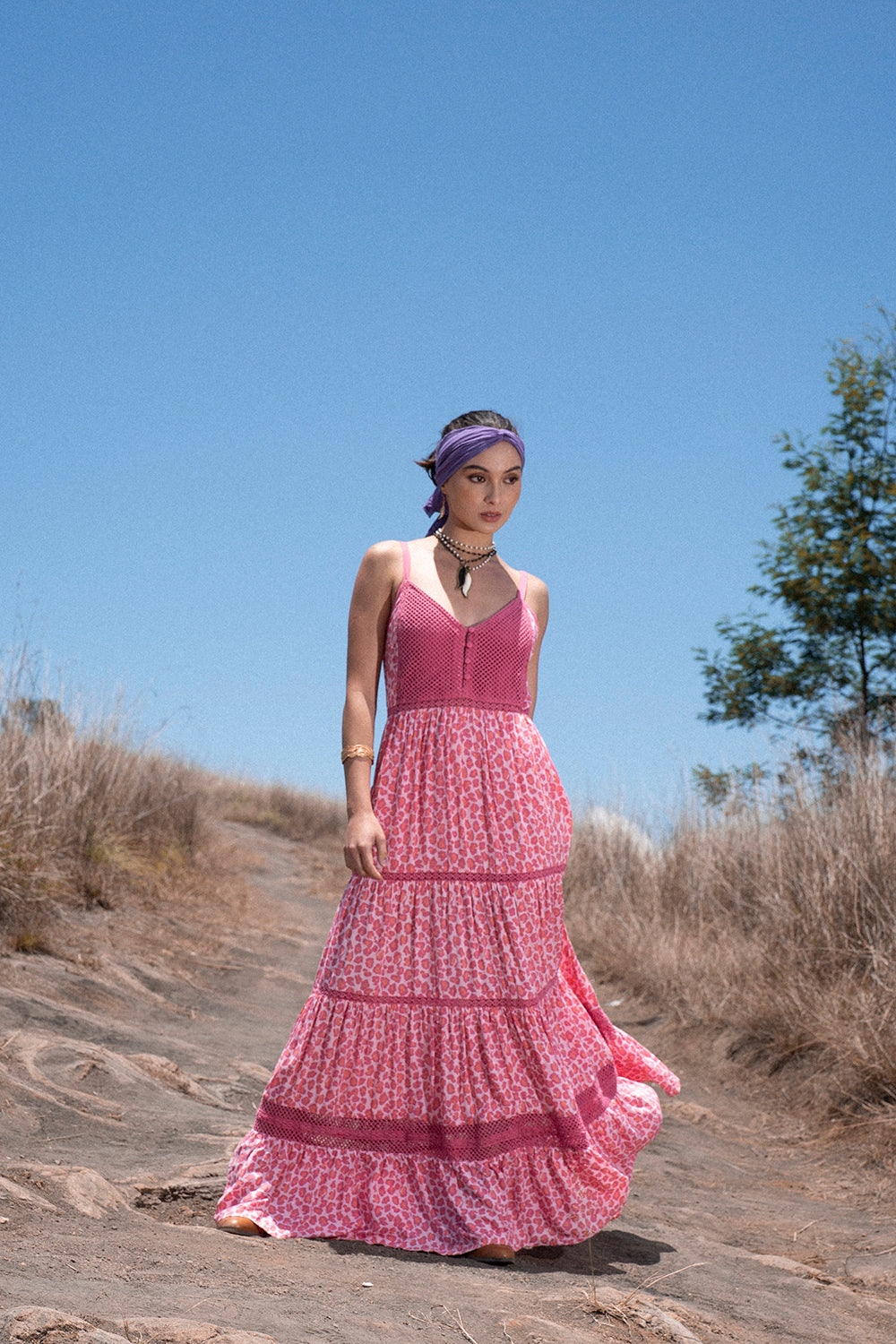Jasmine Strappy Dress - Magenta - Into the Wild by Tulle and Batiste