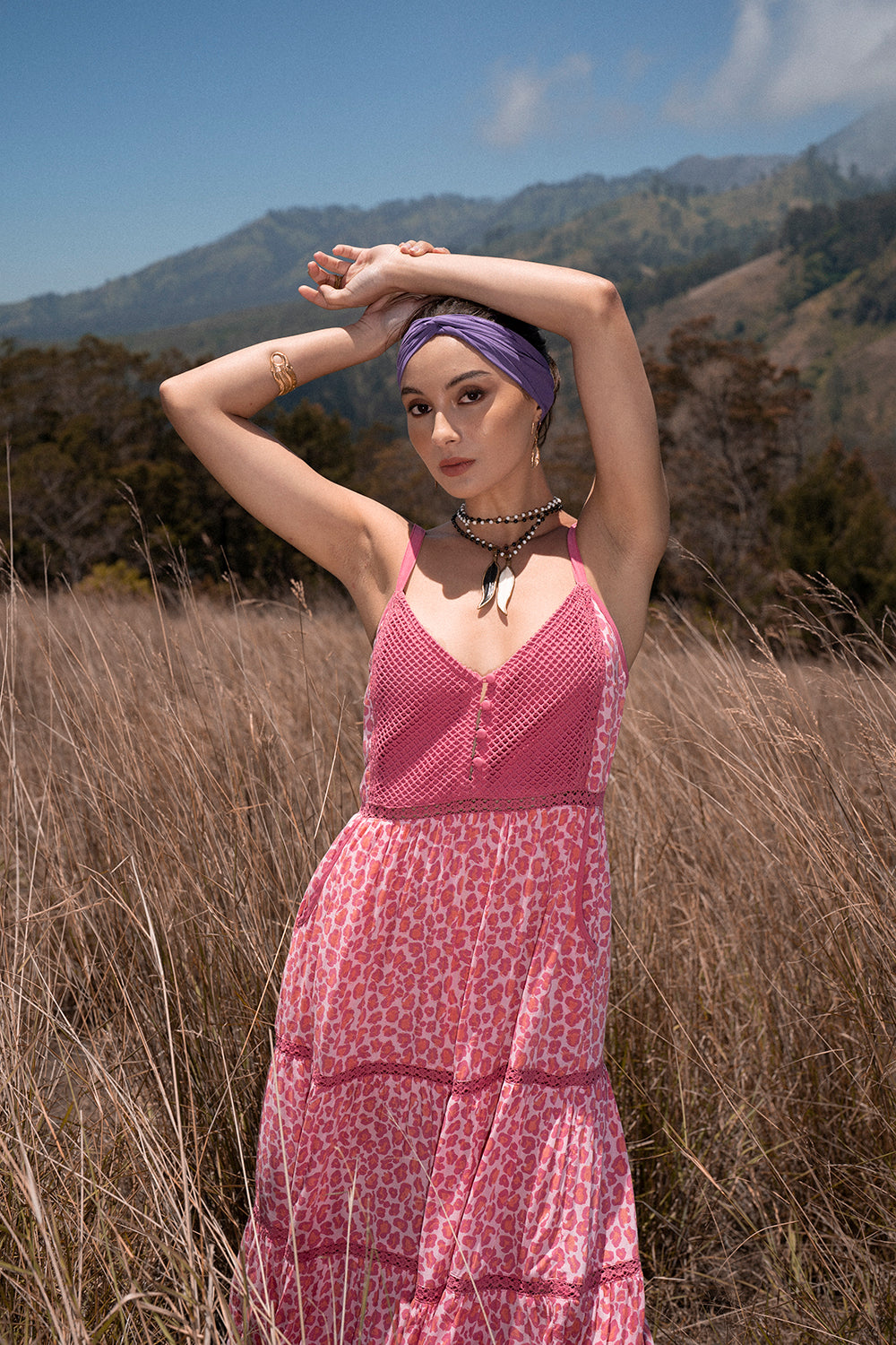 Jasmine Strappy Dress - Magenta - Into the Wild by Tulle and Batiste