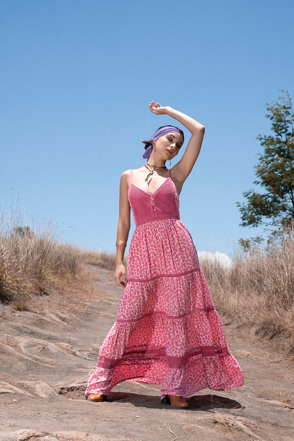 Jasmine Strappy Dress - Magenta - Into the Wild by Tulle and Batiste