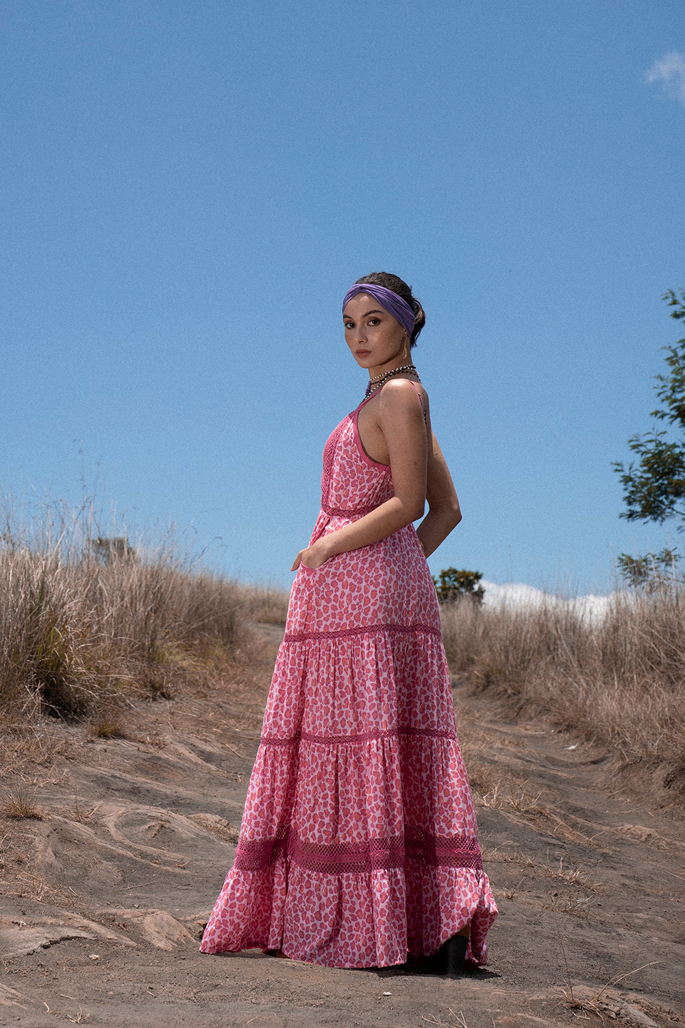 Jasmine Strappy Dress - Magenta - Into the Wild by Tulle and Batiste