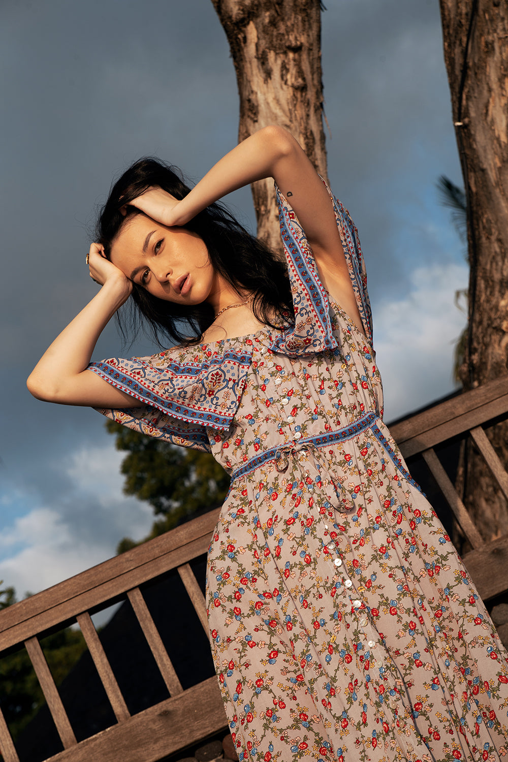 Jolie Maxi Dress - Lavender Grey - Ditsy Charm by Tulle and Batiste