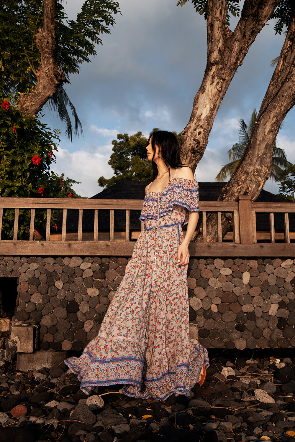 Jolie Maxi Dress - Lavender Grey - Ditsy Charm by Tulle and Batiste