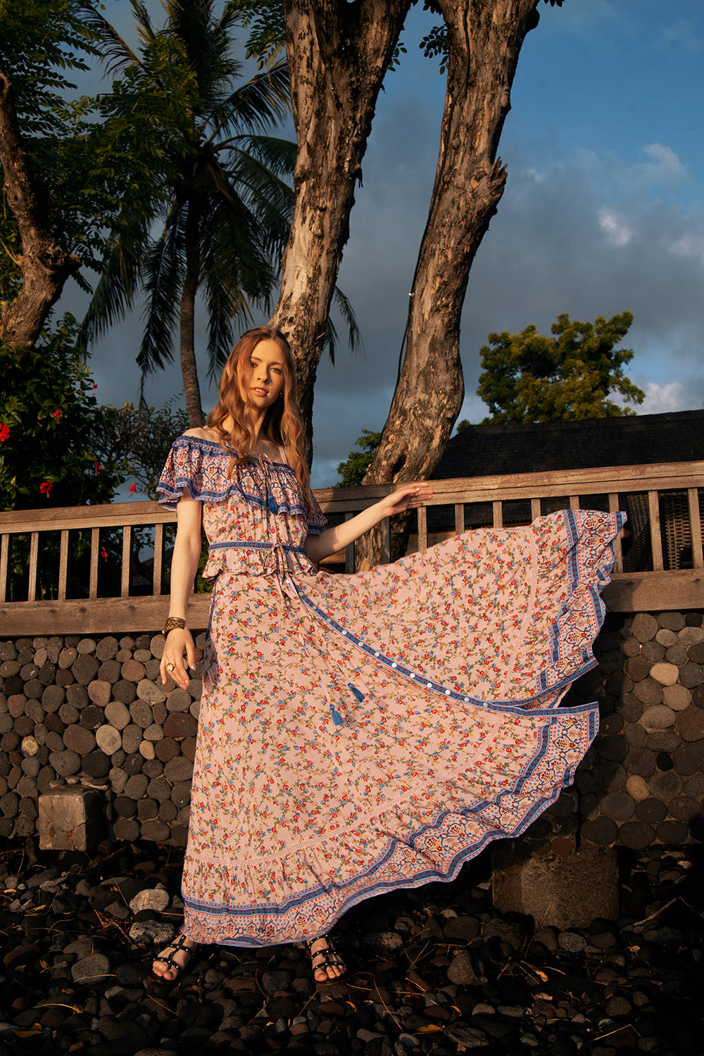 Jolie Maxi Skirt - Dawn Pink - Ditsy Charm by Tulle and Batiste