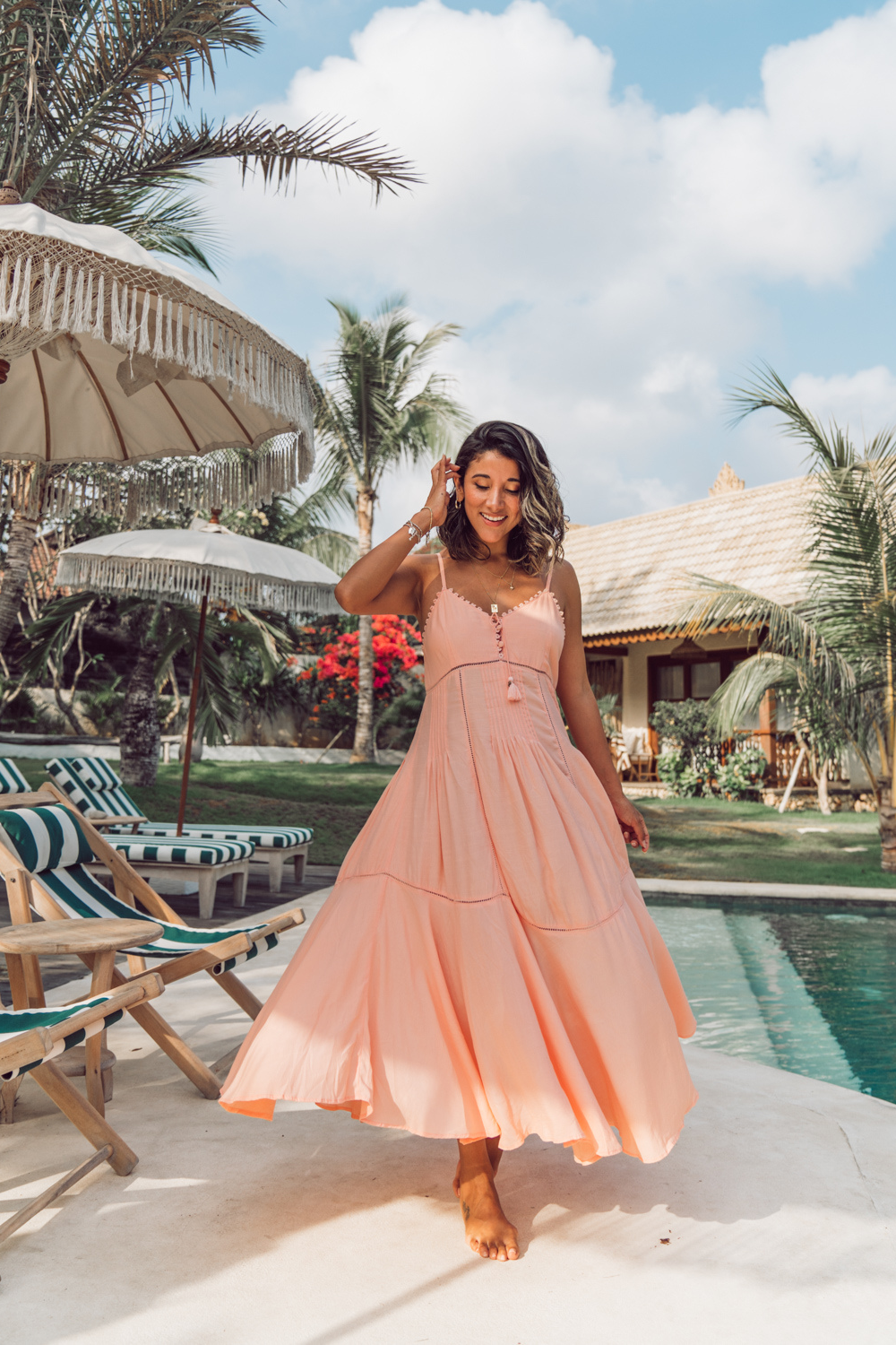 Marbella Midi Dress - Cantaloupe - Tulle and Batiste