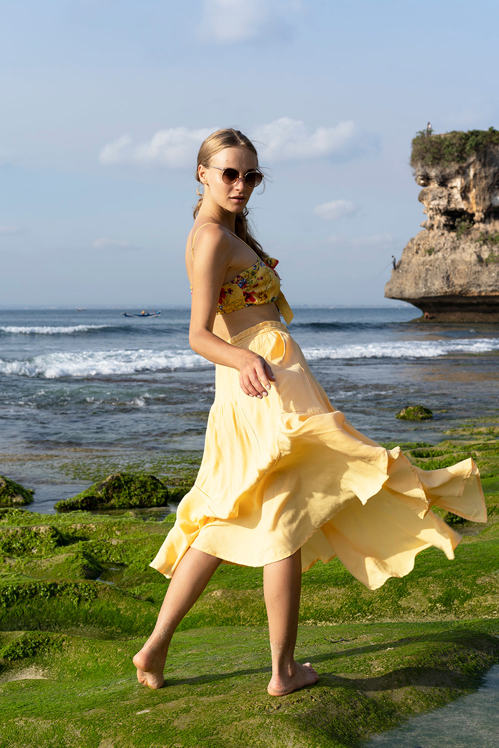 Marbella Midi Skirt - Golden Haze - Tulle and Batiste