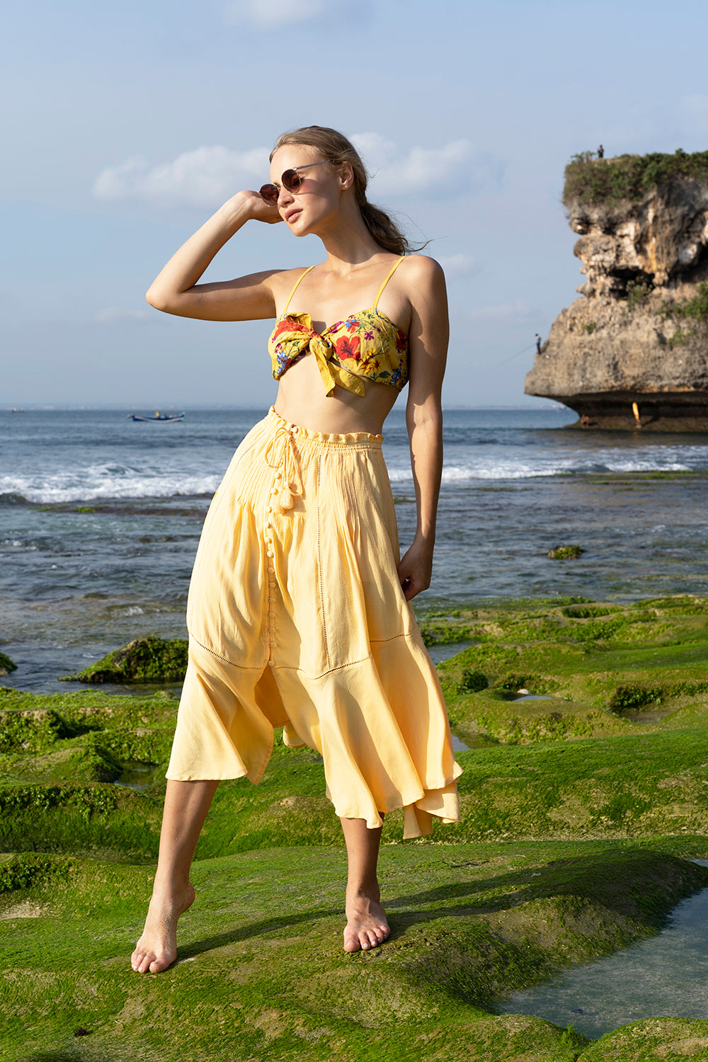 Marbella Midi Skirt - Golden Haze - Tulle and Batiste