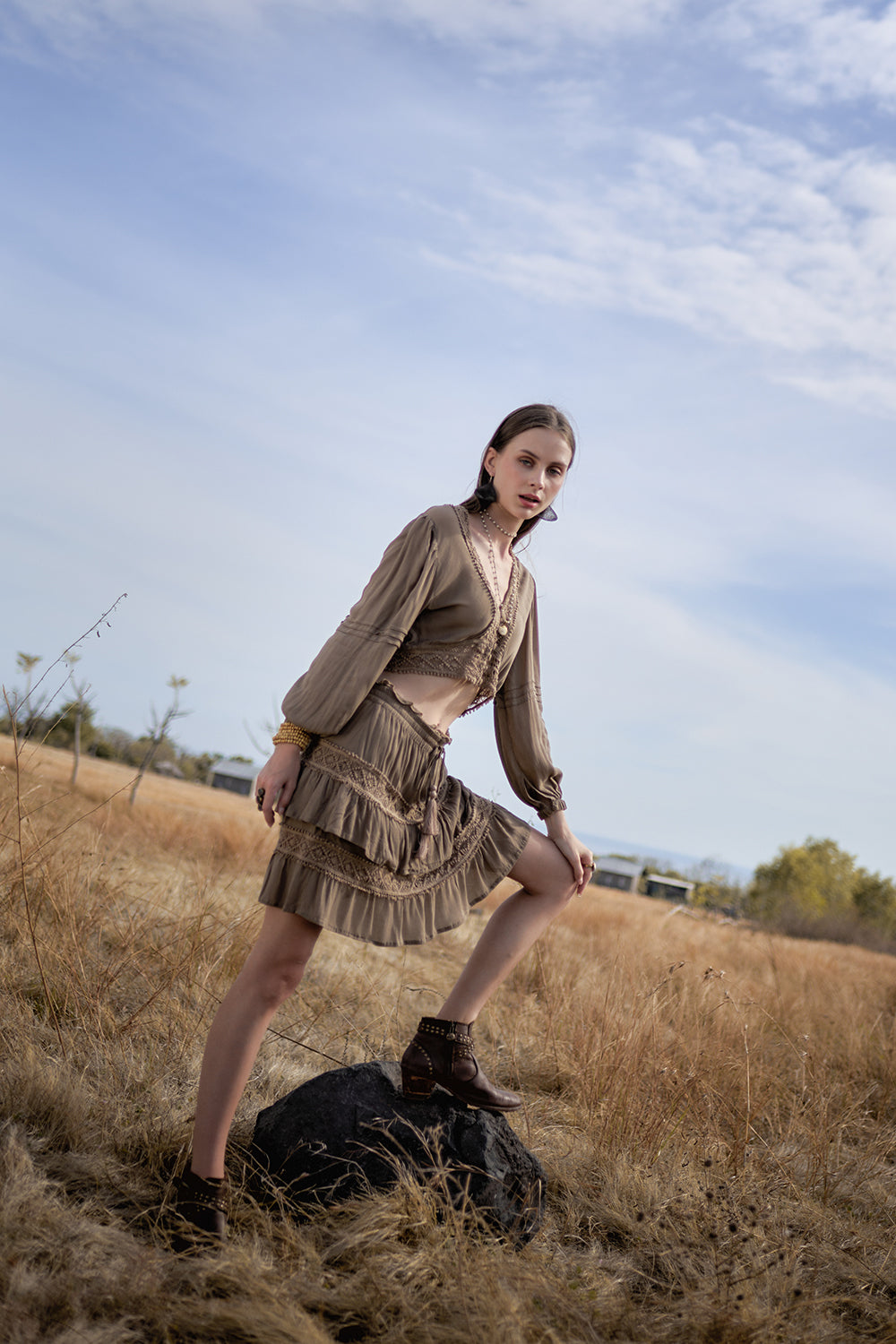 Camille Mini Skirt - Desert Sand - The Fields of Gold by Tulle and Batiste