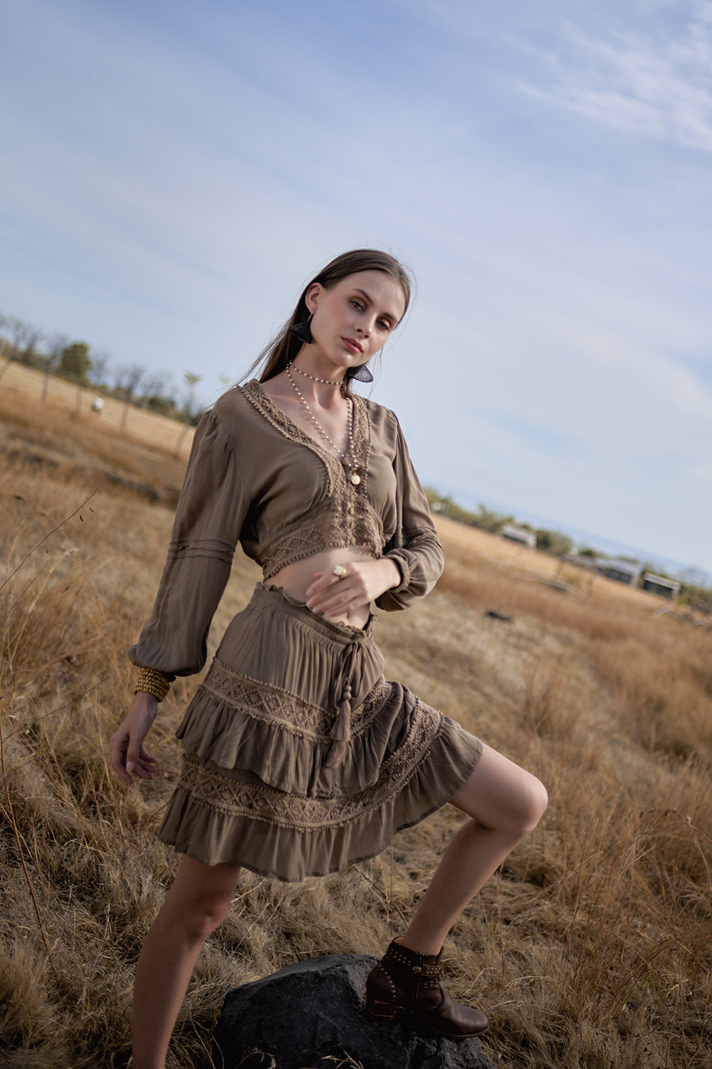 Camille Mini Skirt - Desert Sand - The Fields of Gold by Tulle and Batiste