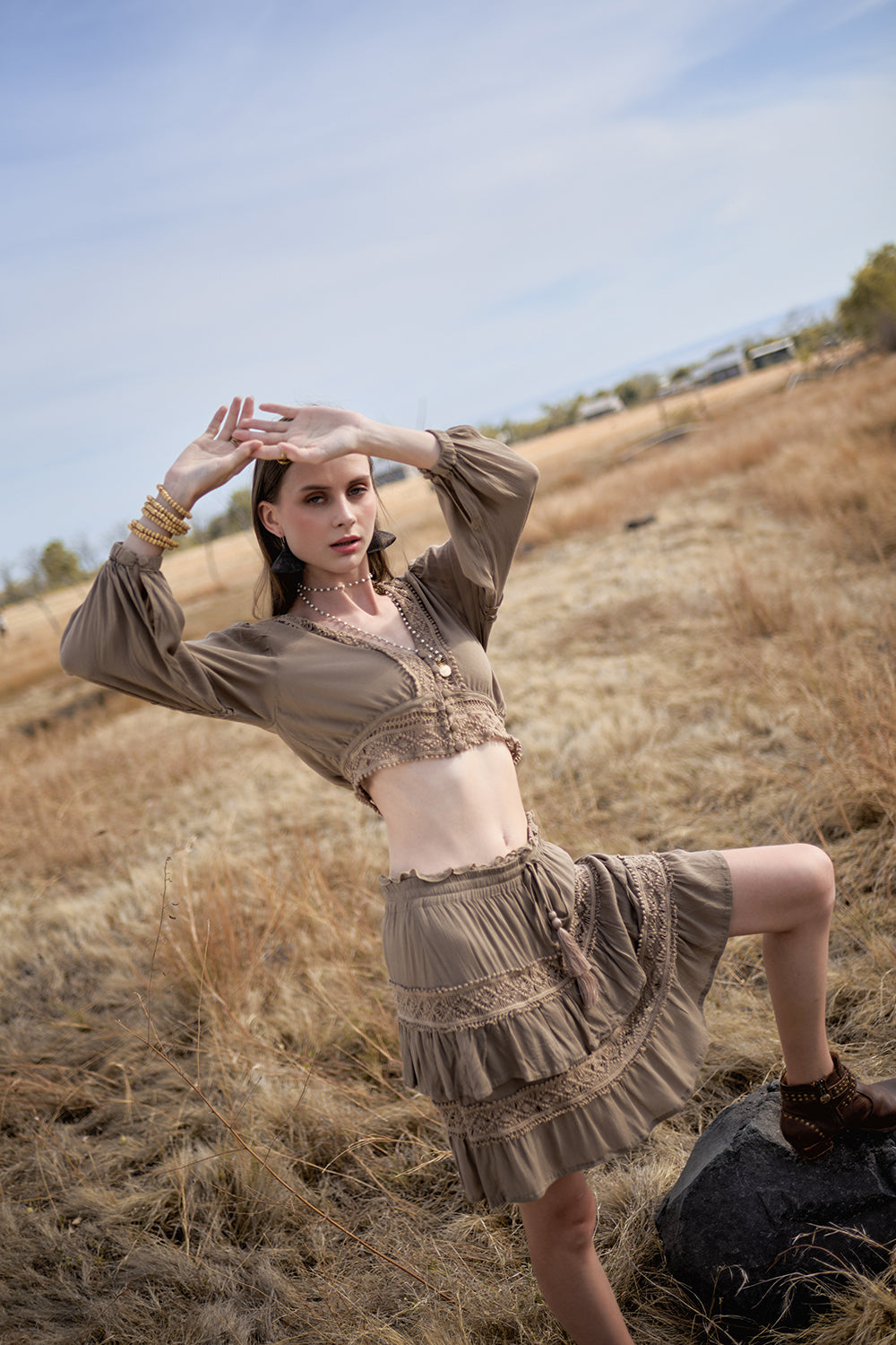 Camille Mini Skirt - Desert Sand - The Fields of Gold by Tulle and Batiste