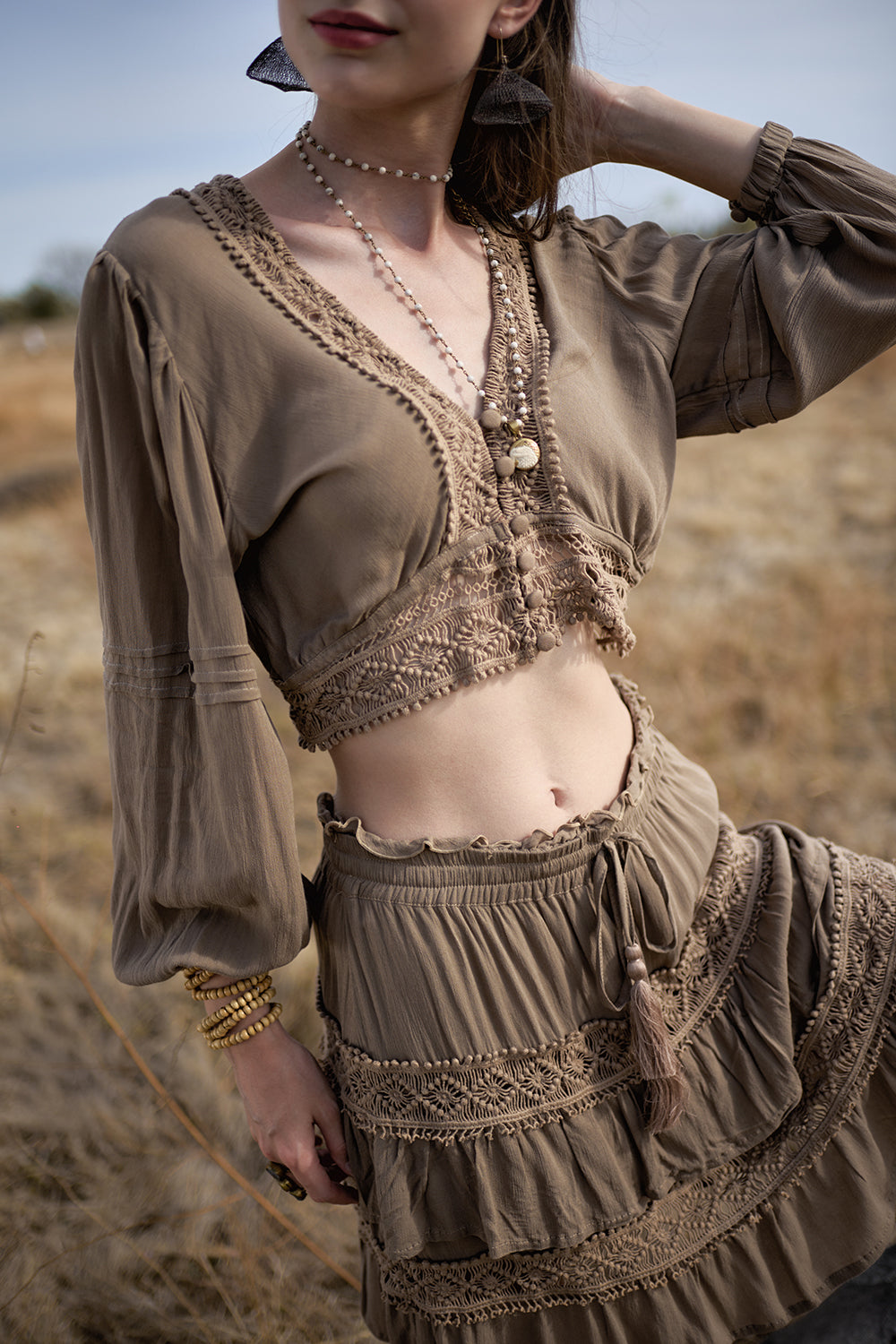 Camille Mini Skirt - Desert Sand - The Fields of Gold by Tulle and Batiste