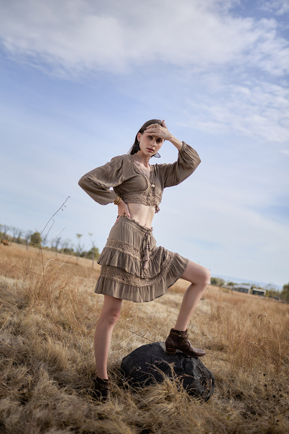 Camille Mini Skirt - Desert Sand - The Fields of Gold by Tulle and Batiste