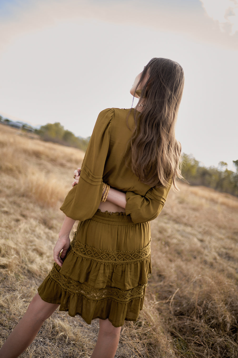 Camille Mini Skirt - Moss - The Fields of Gold by Tulle and Batiste