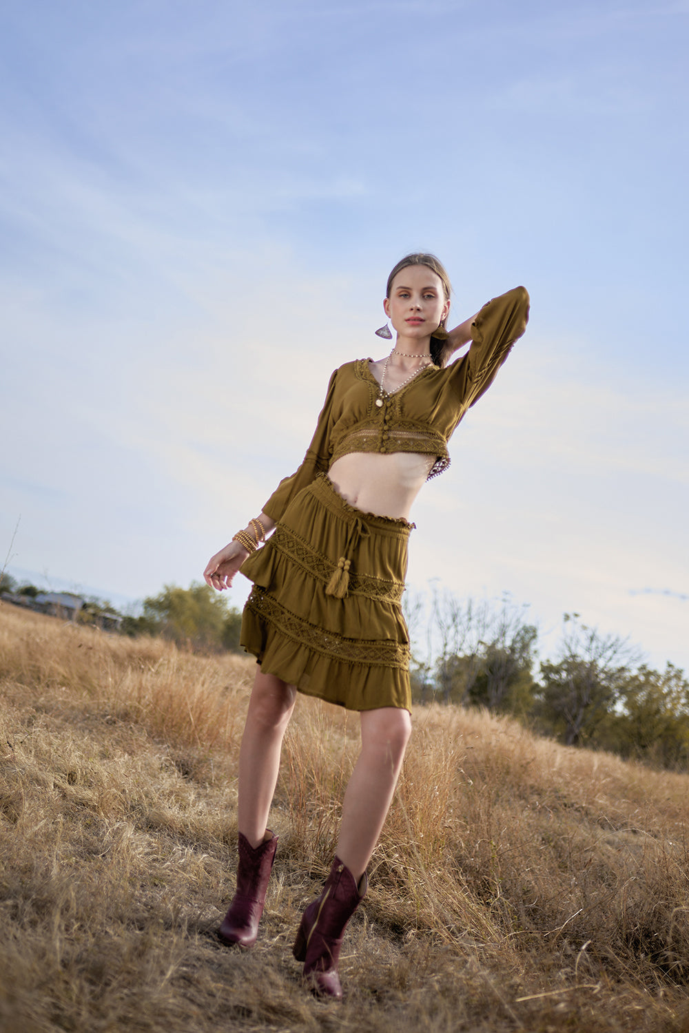 Maribelle Blouse - Moss - The Fields of Gold by Tulle and Batiste