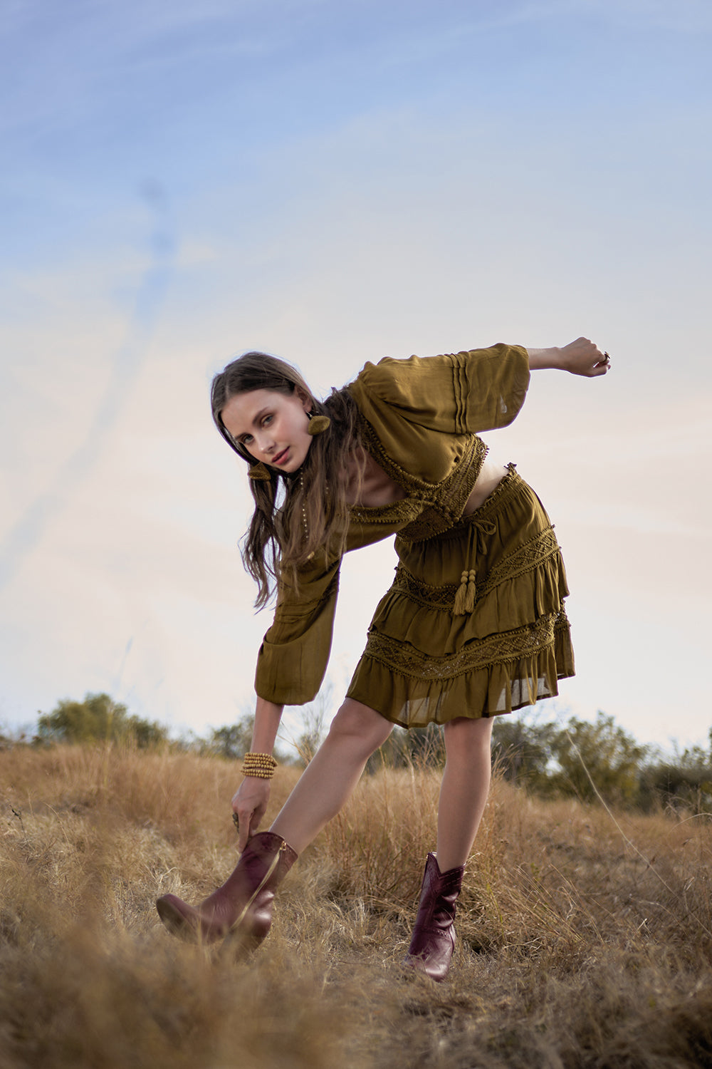 Maribelle Blouse - Moss - The Fields of Gold by Tulle and Batiste