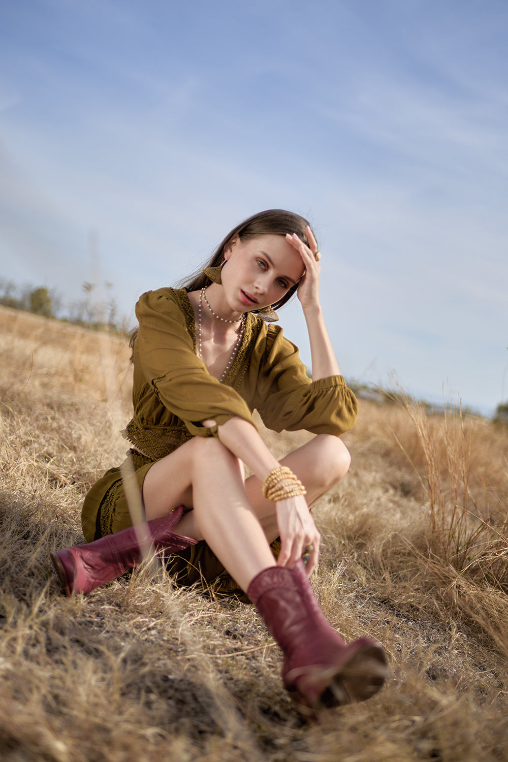 Maribelle Blouse - Moss - The Fields of Gold by Tulle and Batiste