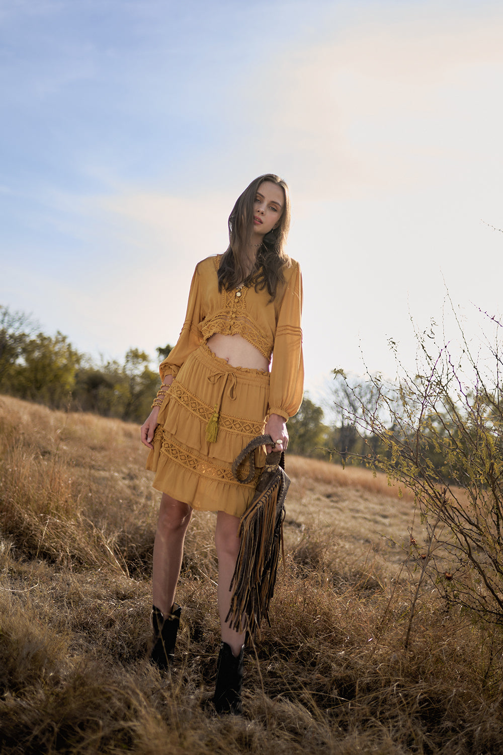 Maribelle Tassel Bag - Antique Brown - The Fields of Gold by Tulle and Batiste