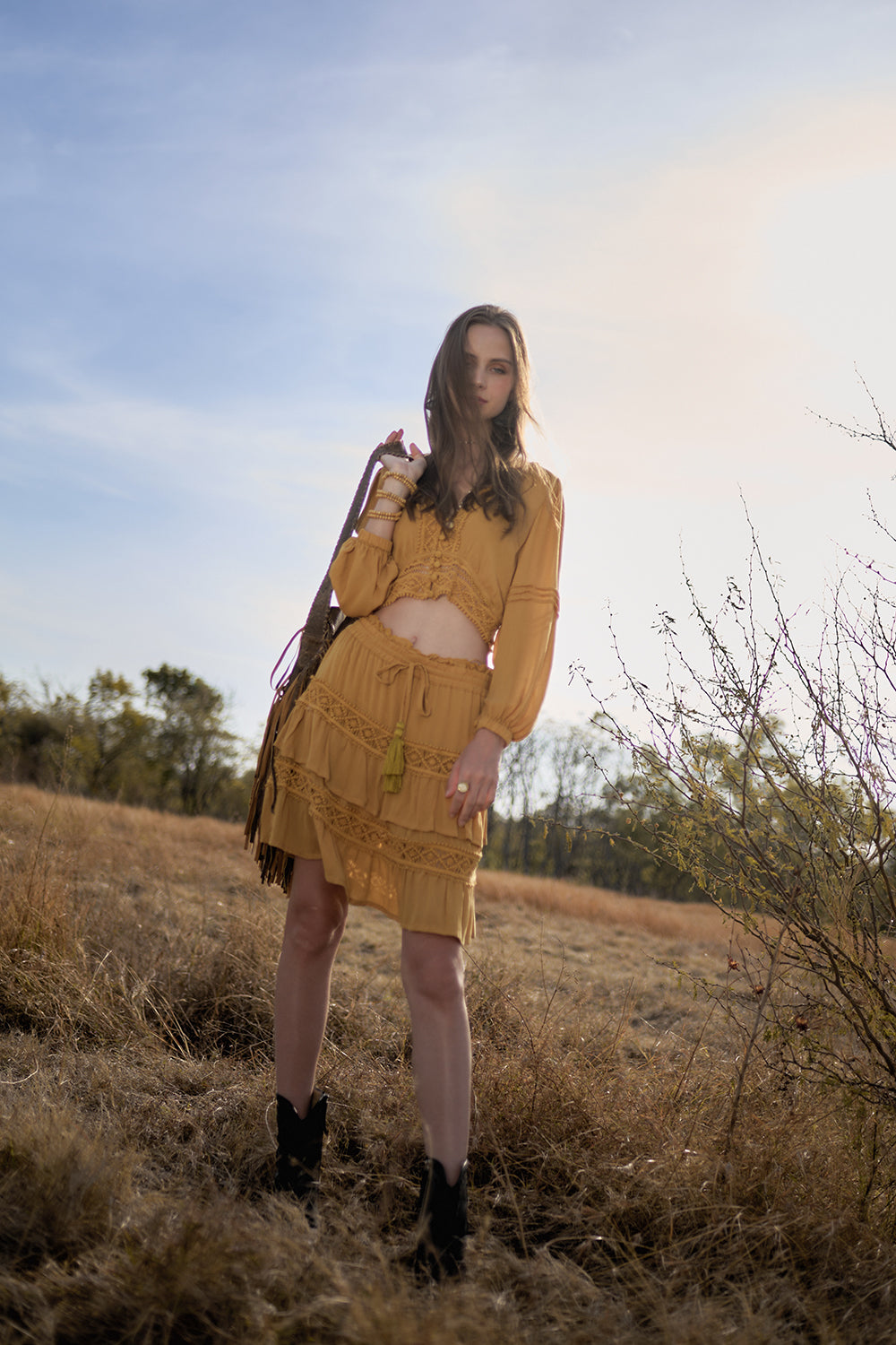 Camille Mini Skirt - Saffron Gold - The Fields of Gold by Tulle and Batiste