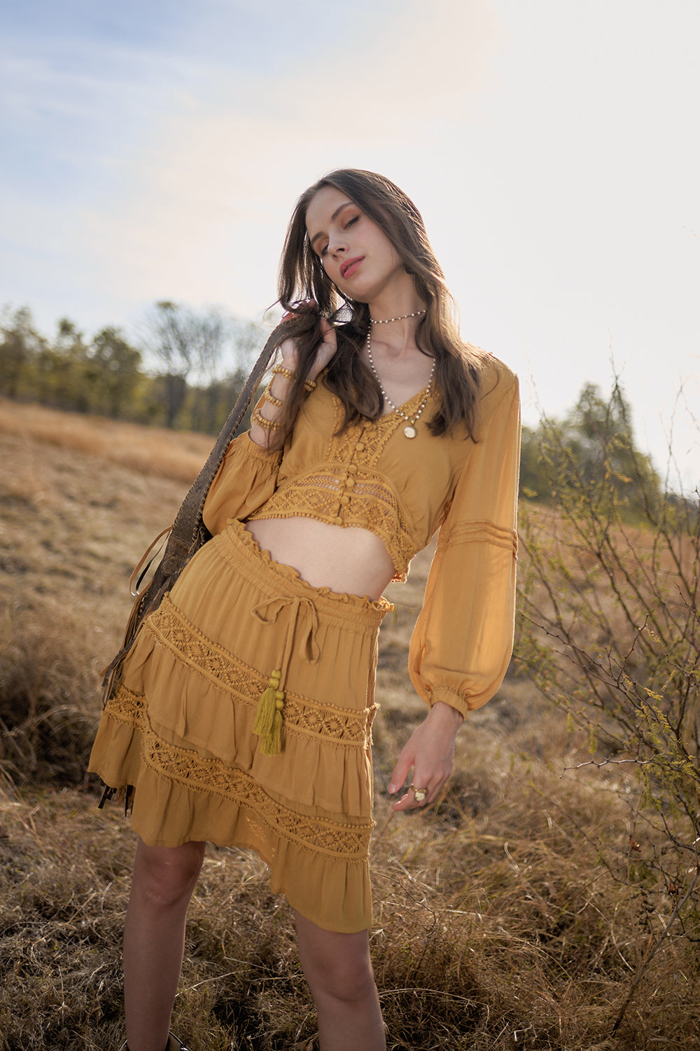 Maribelle Tassel Bag - Antique Brown - The Fields of Gold by Tulle and Batiste