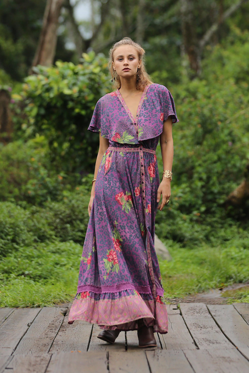Maya Cape Dress - Purple Potion - Tulle and Batiste