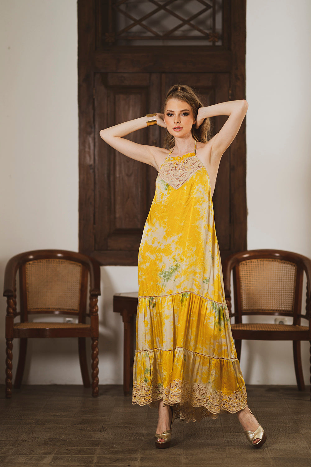 Rebecca Halter Maxi Dress - Citrine - Jewel by Tulle and Batiste