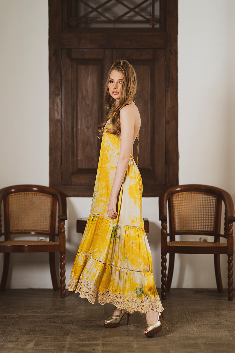 Rebecca Halter Maxi Dress - Citrine - Jewel by Tulle and Batiste