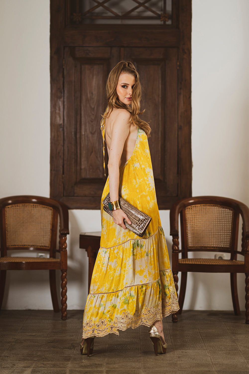 Rebecca Halter Maxi Dress - Citrine - Jewel by Tulle and Batiste