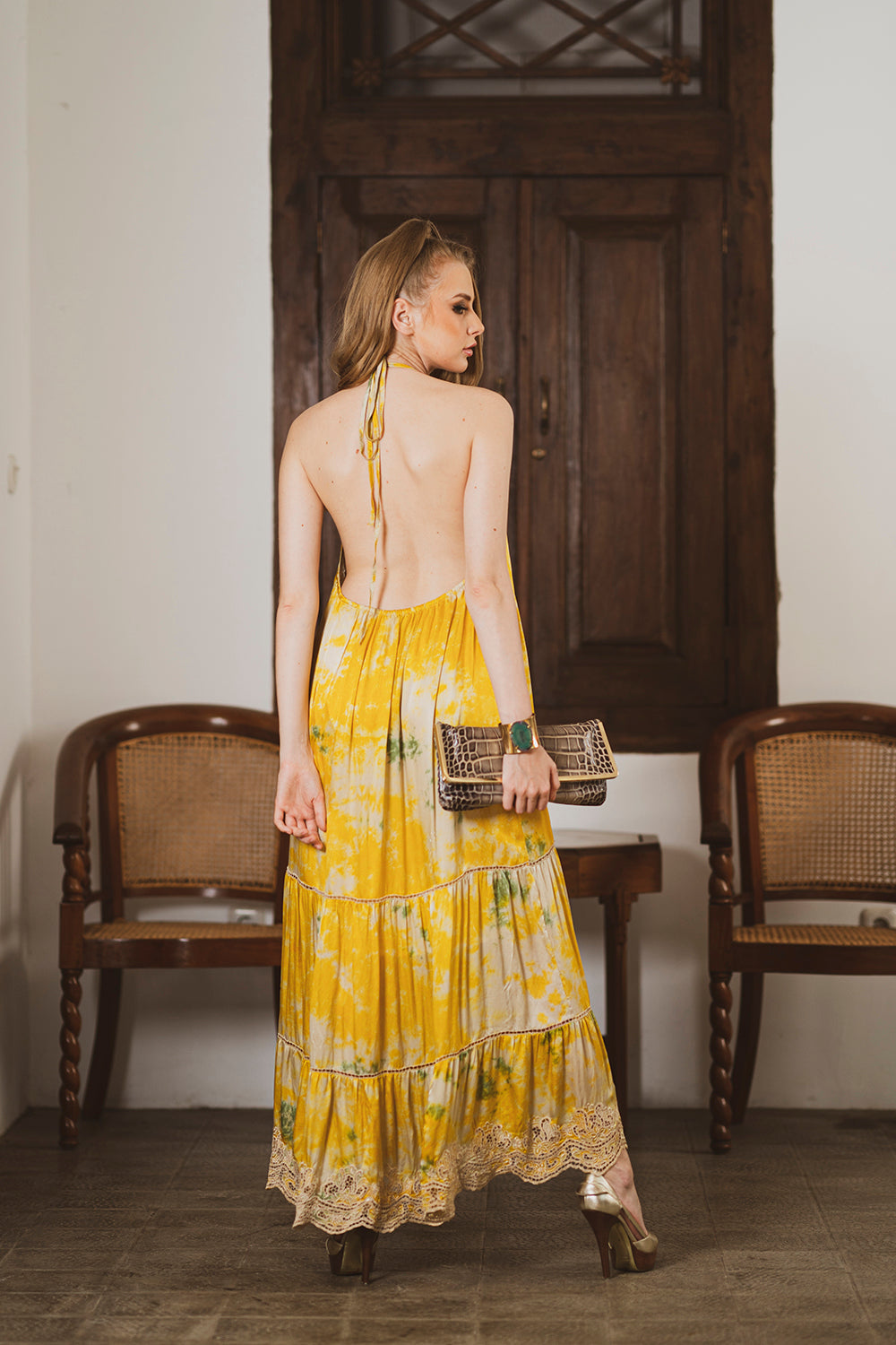 Rebecca Halter Maxi Dress - Citrine - Jewel by Tulle and Batiste