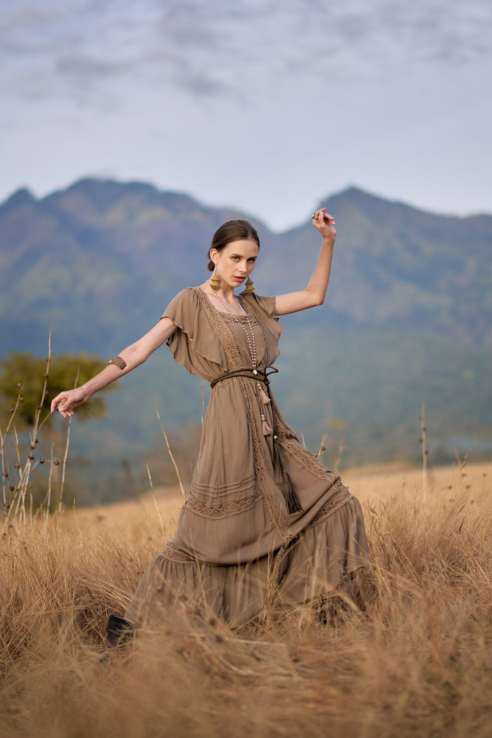 Rosalie Round Plaited Belt - Khaki - The Golden Fields by Tulle and Batiste