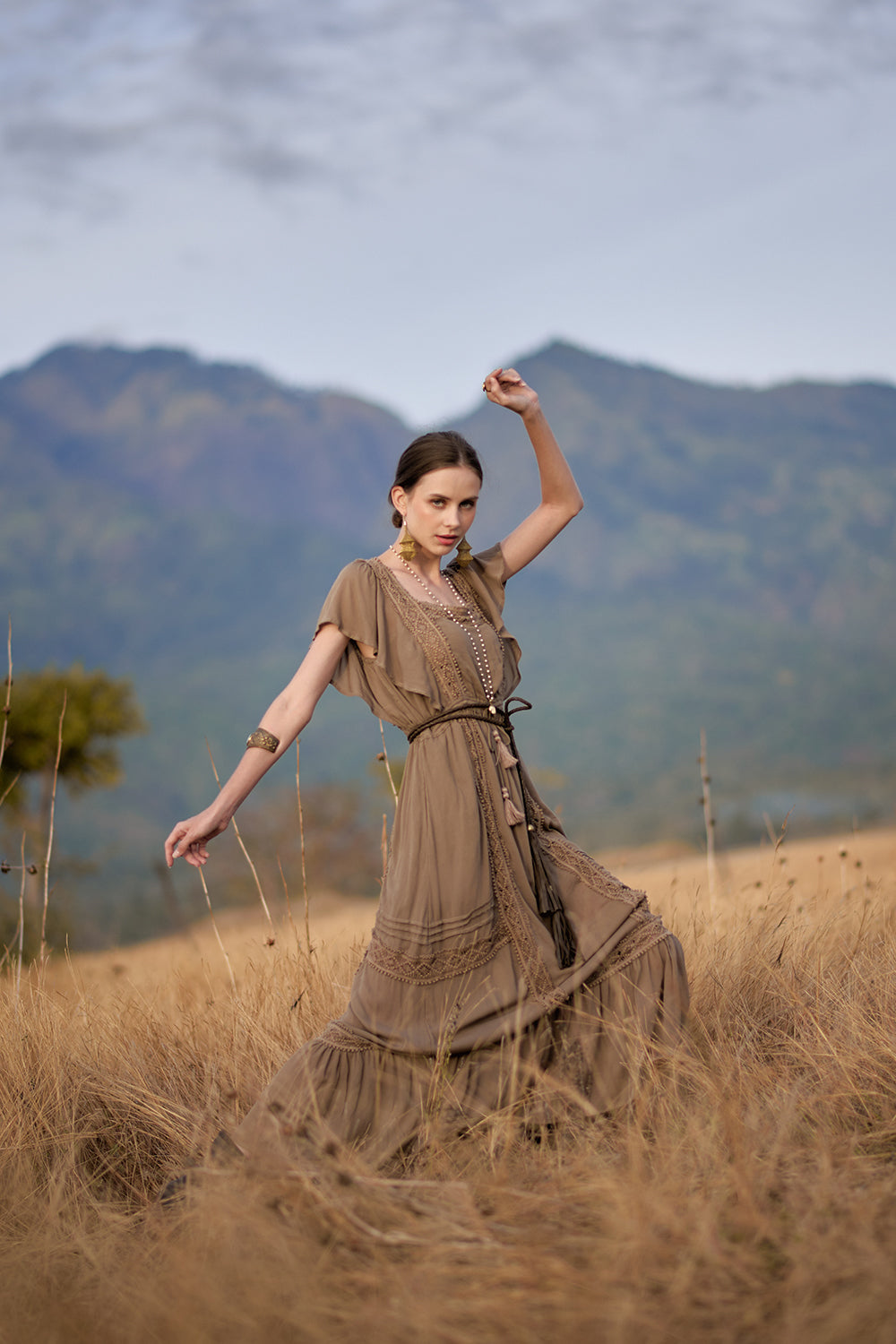 Rosalie Round Plaited Belt - Khaki - The Golden Fields by Tulle and Batiste