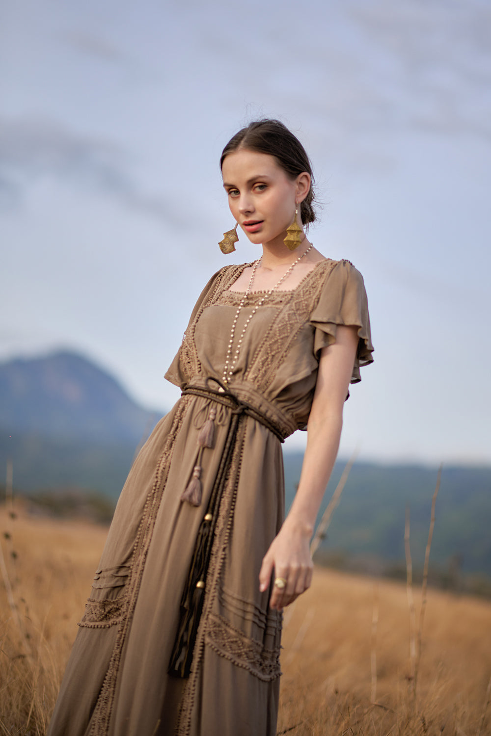 Rosalie Round Plaited Belt - Khaki - The Golden Fields by Tulle and Batiste