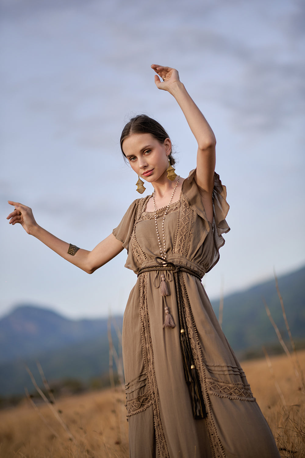 Rosalie Round Plaited Belt - Khaki - The Golden Fields by Tulle and Batiste