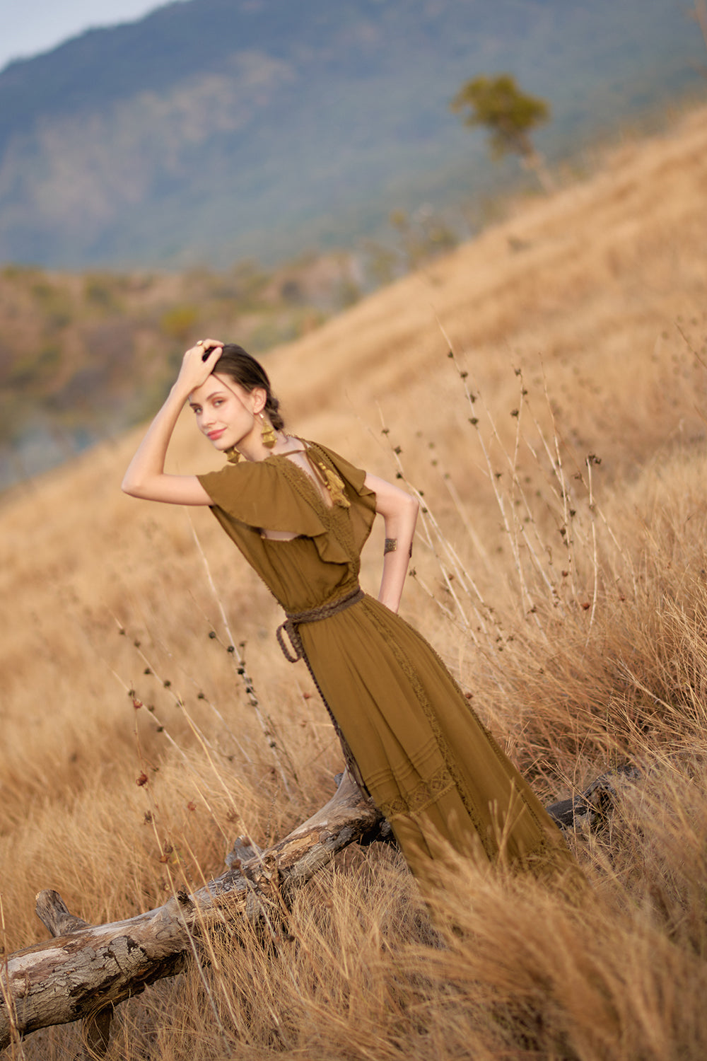 Rosalie Flat Plaited Belt - Khaki - The Golden Fields by Tulle and Batiste