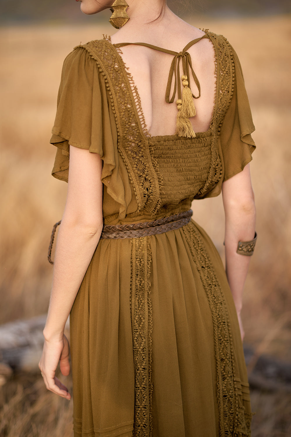 Rosalie Flat Plaited Belt - Khaki - The Golden Fields by Tulle and Batiste