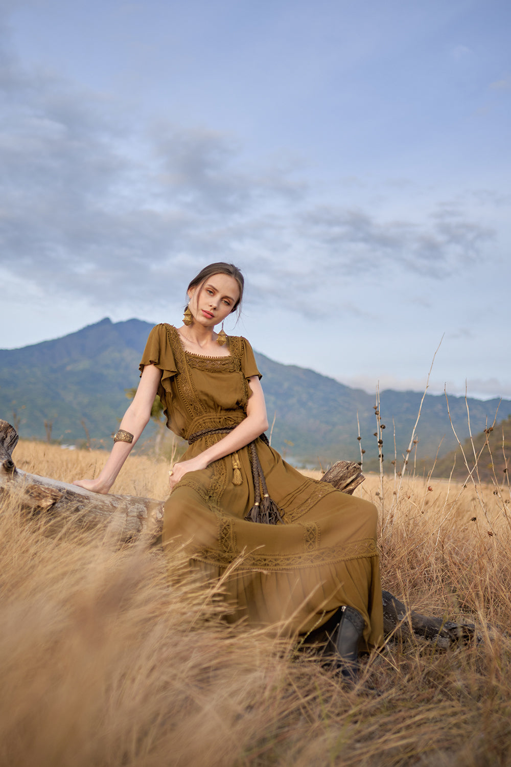 Rosalie Dress - Moss - The Fields of Gold by Tulle and Batiste