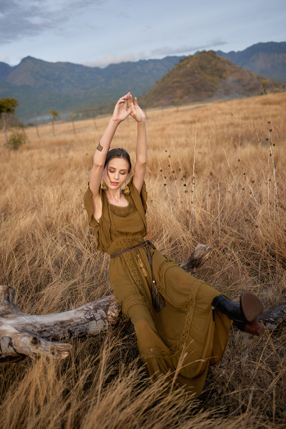 Rosalie Flat Plaited Belt - Khaki - The Golden Fields by Tulle and Batiste