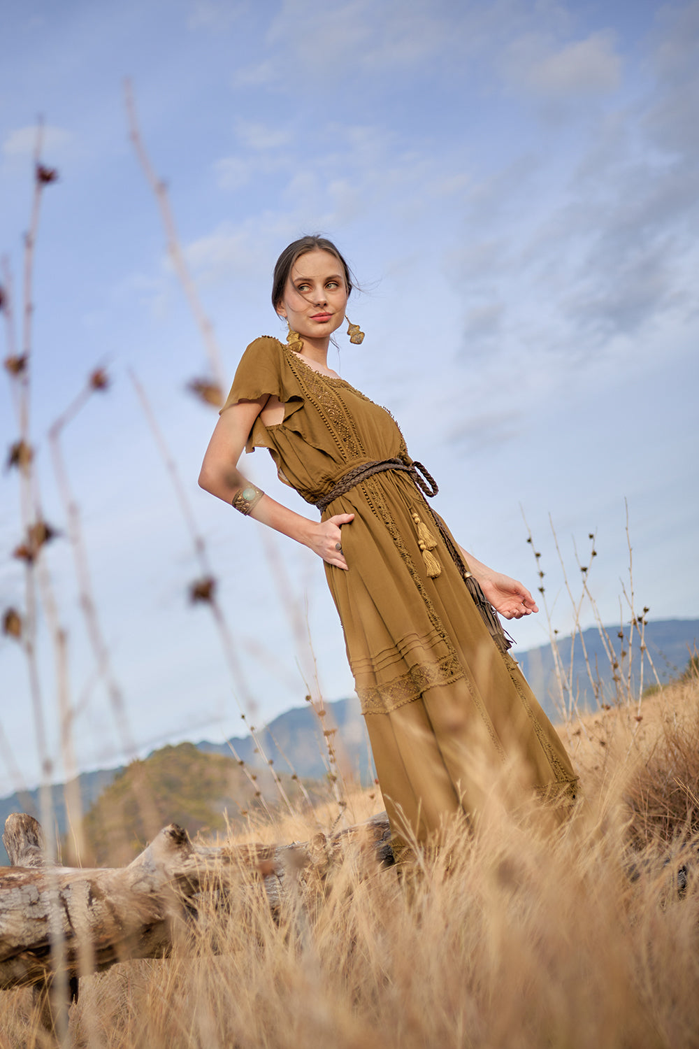 Rosalie Flat Plaited Belt - Khaki - The Golden Fields by Tulle and Batiste