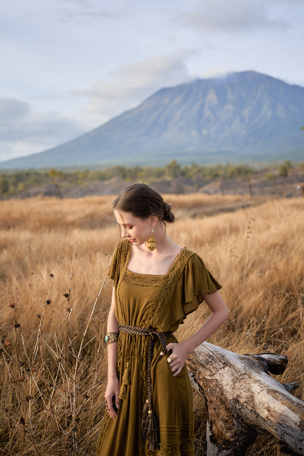 Rosalie Flat Plaited Belt - Khaki - The Golden Fields by Tulle and Batiste