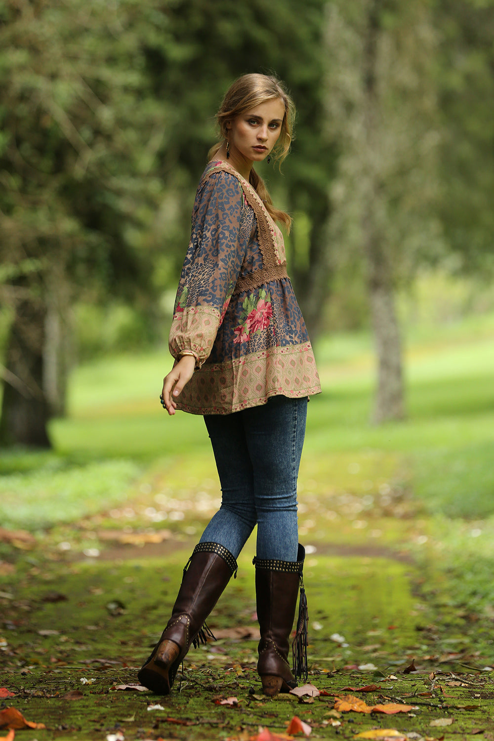 Sahara Boho Blouse - Pecan - Tulle and Batiste