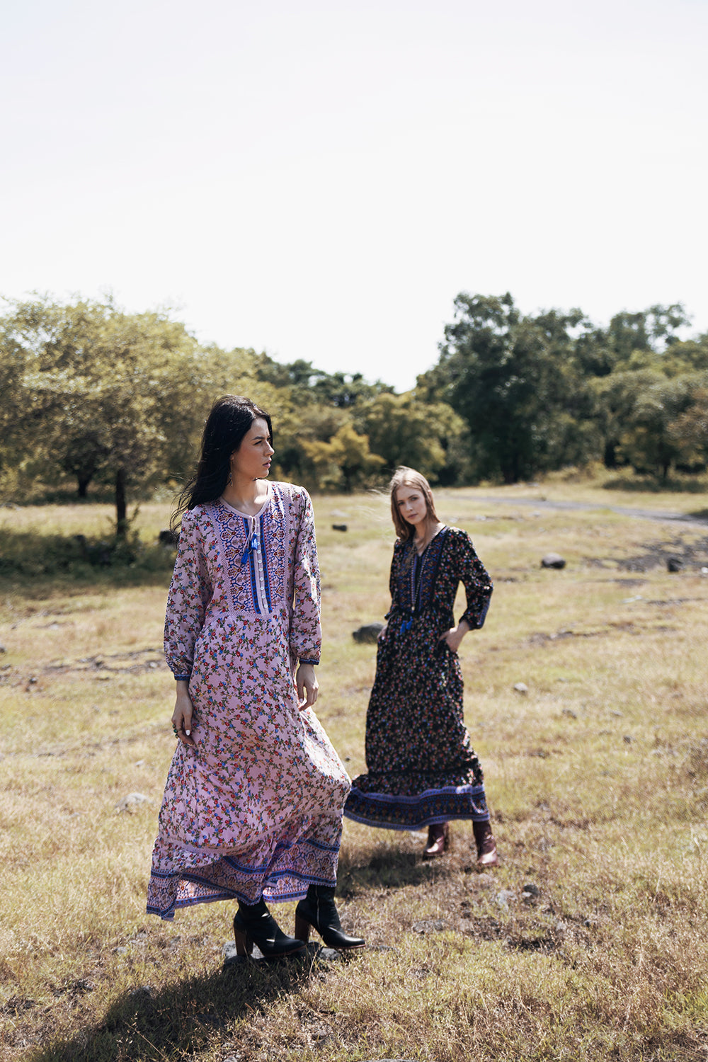 Sharon Boho Dress - Dawn Pink - Ditsy Charm by Tulle and Batiste