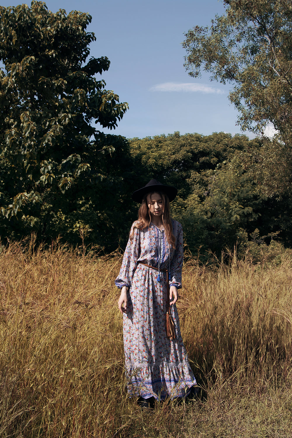 Sharon Boho Dress - Lavender Grey - Ditsy Charm by Tulle and Batiste