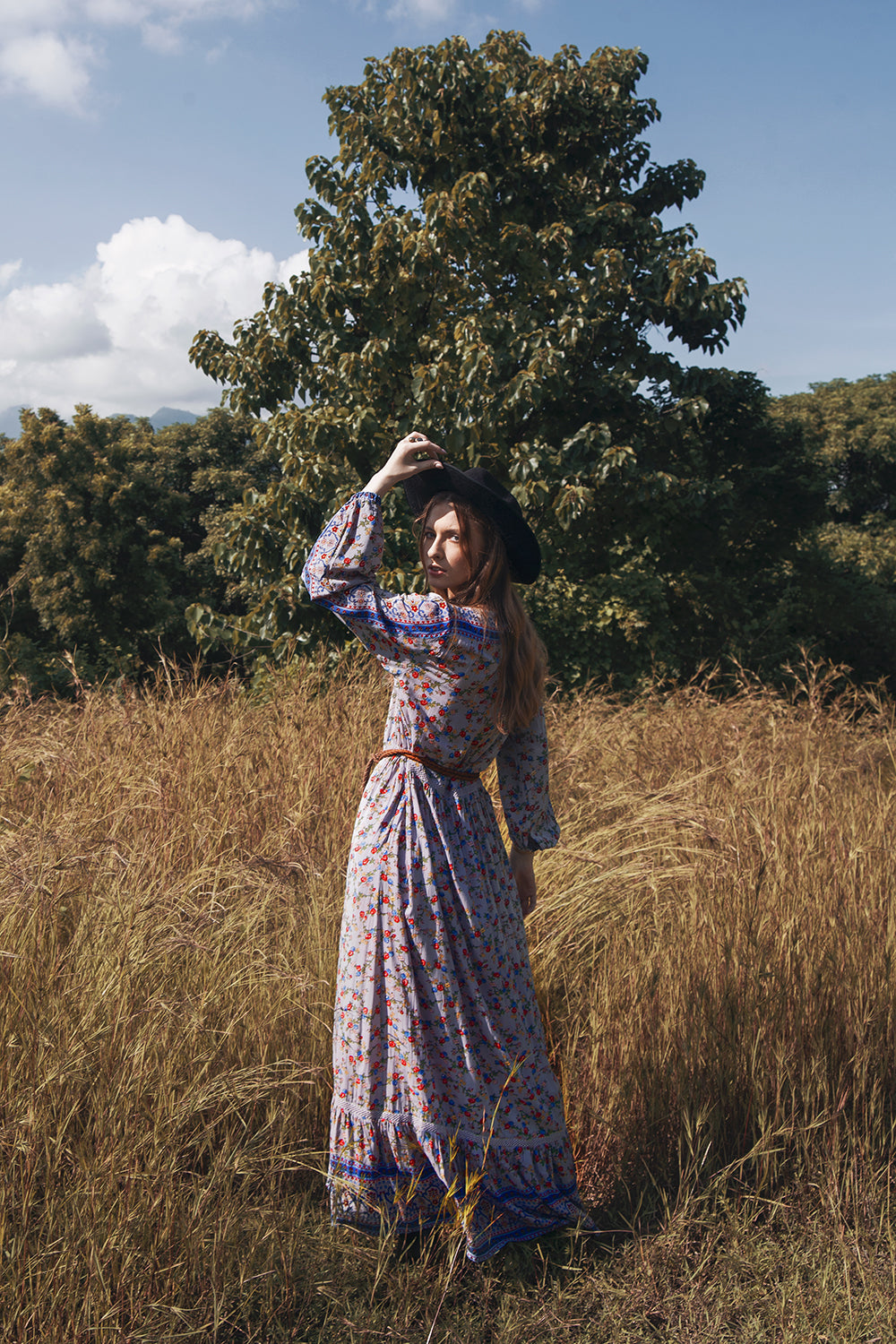 Sharon Boho Dress - Lavender Grey - Ditsy Charm by Tulle and Batiste