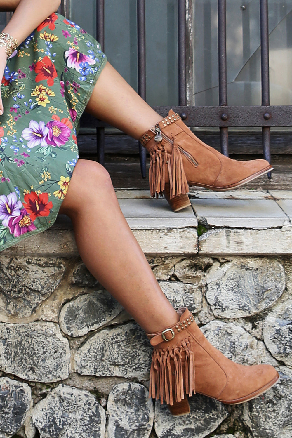 The Gypsy Queen Tassel Boots - Amber Brown - Tulle and Batiste