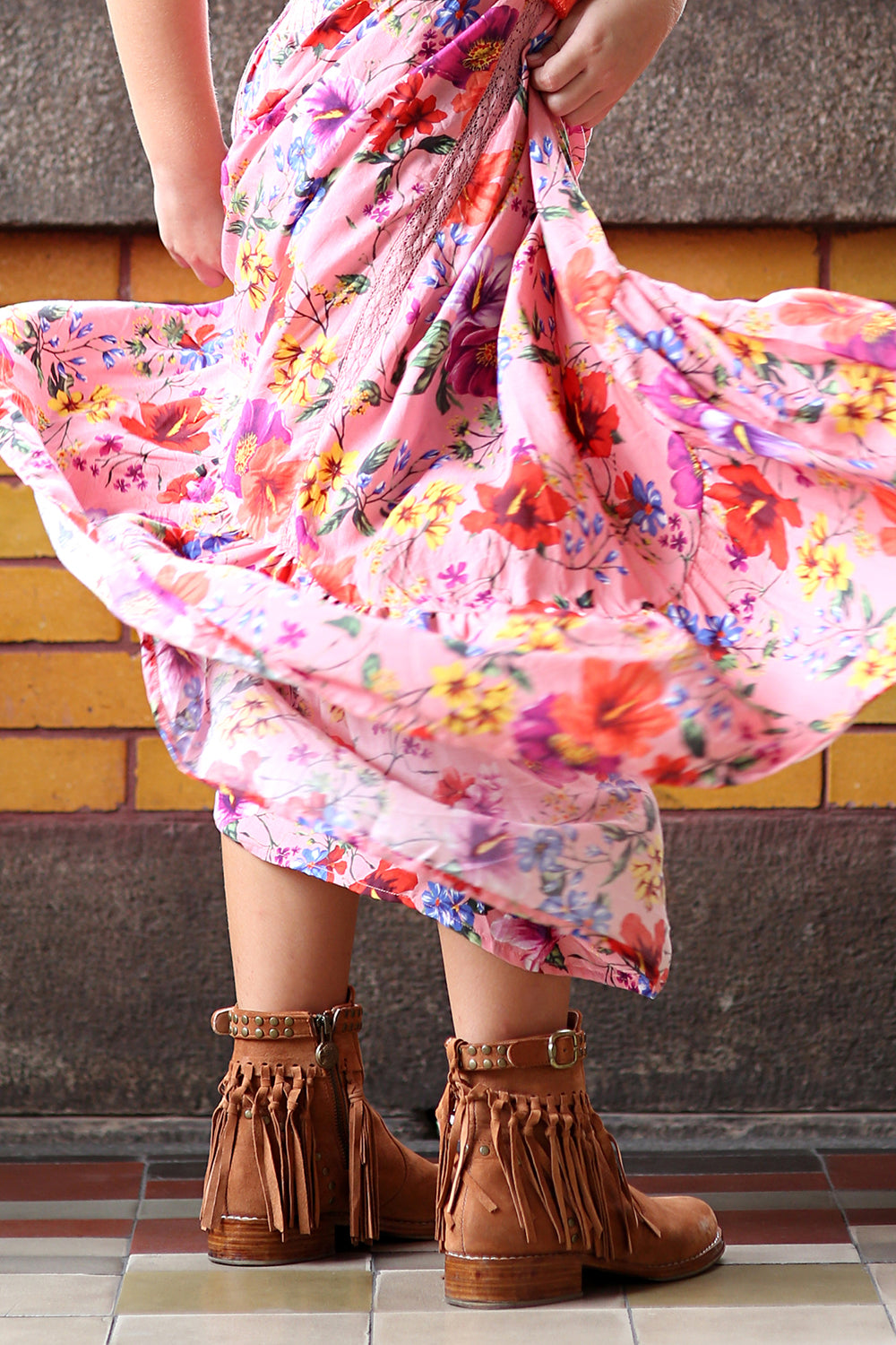The Little Gypsy Queen Tassel Boots - Amber Brown - Tulle and Batiste