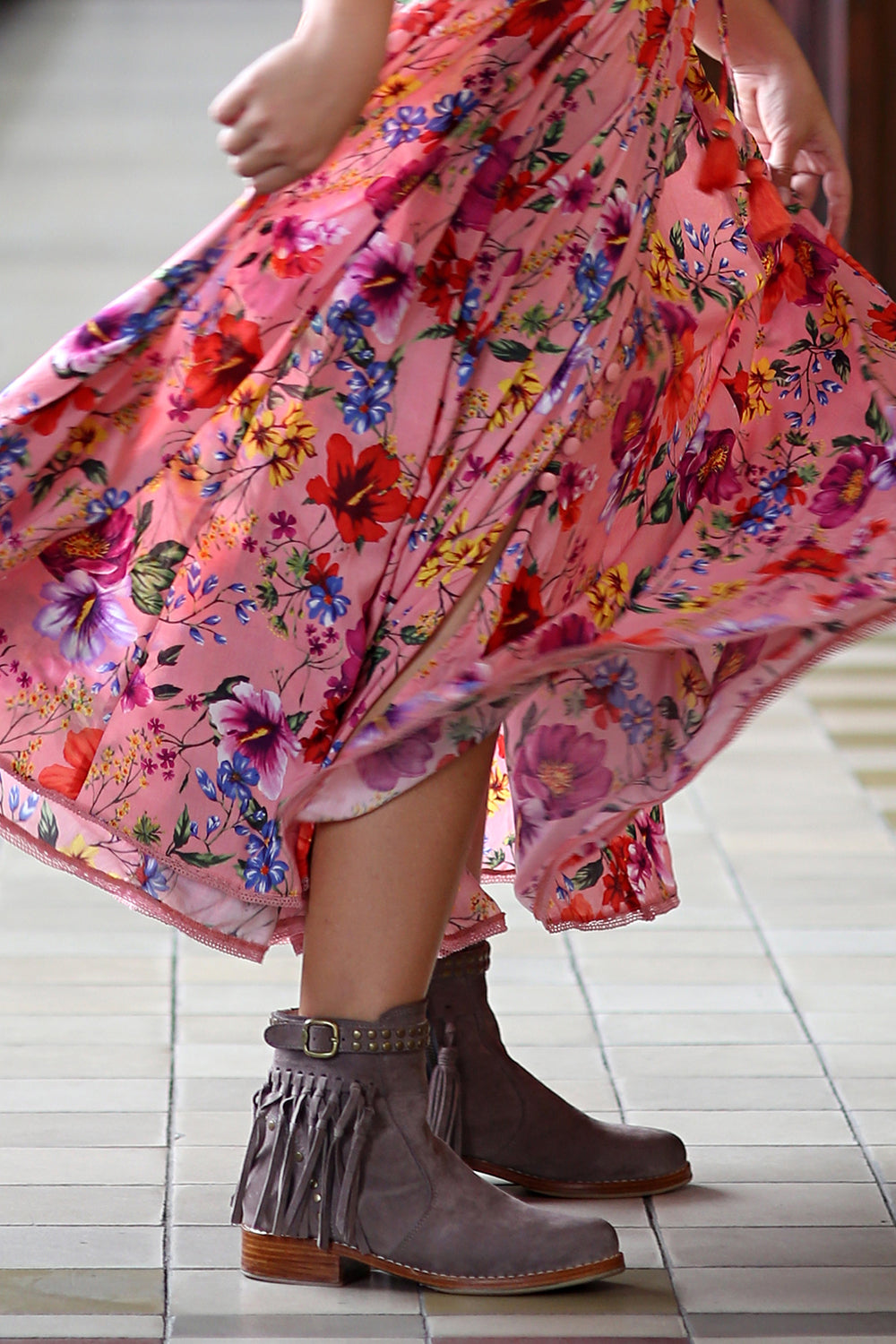 The Little Gypsy Queen Tassel Boots - Mauve - Tulle and Batiste