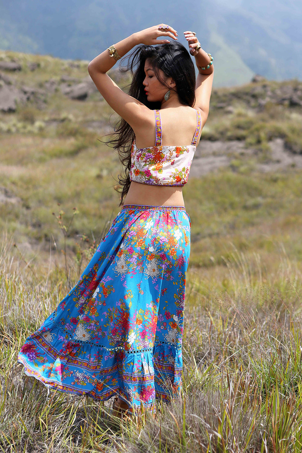 Delila Maxi Skirt - Blue Jewel - Tulle and Batiste